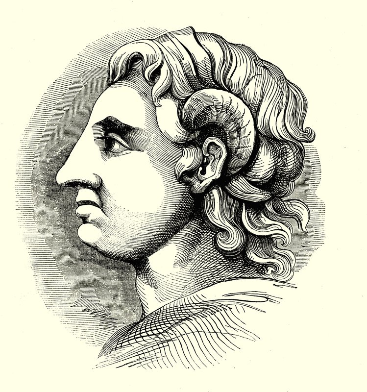 Ritratto di Alessandro Magno, preso da una moneta nella Biblioteca Bodleiana, Oxford da English School