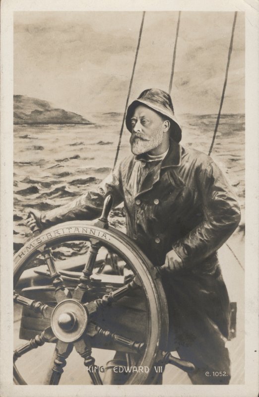 Ritratto di Re Edoardo VII al timone della HMS Britannia da English School