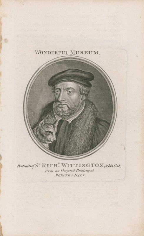 Ritratto di Sir Richard Whittington e il suo gatto da English School
