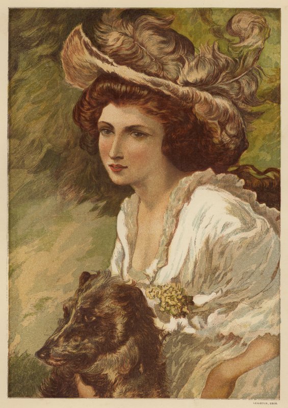 Ritratto di una giovane donna con un cane da English School