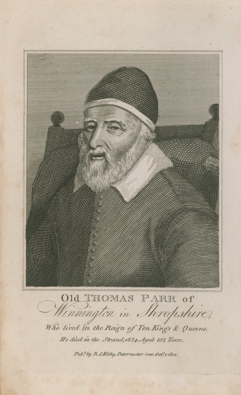 Ritratto del vecchio Thomas Parr da English School