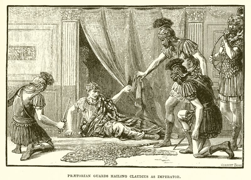 Le guardie pretoriane acclamano Claudio come imperatore da English School