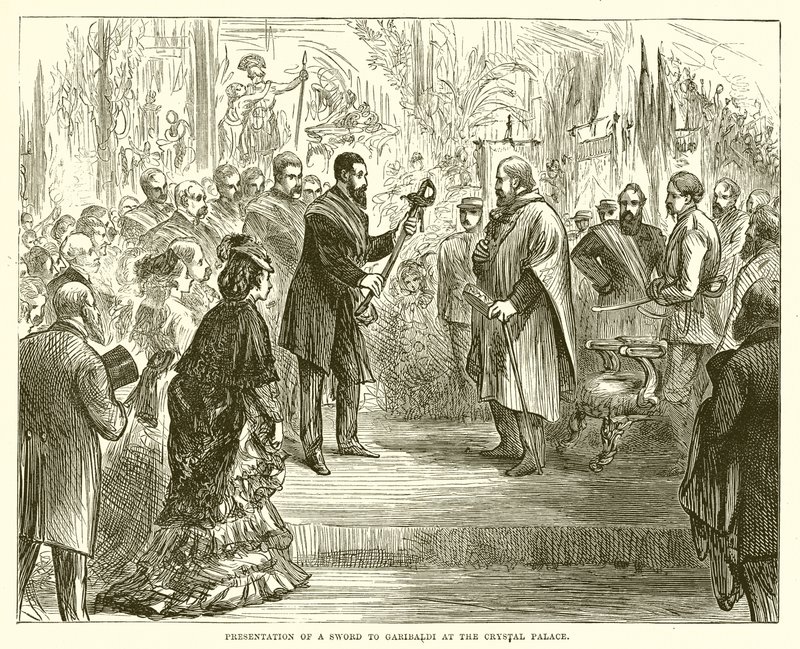 Presentazione di una spada a Garibaldi al Crystal Palace da English School