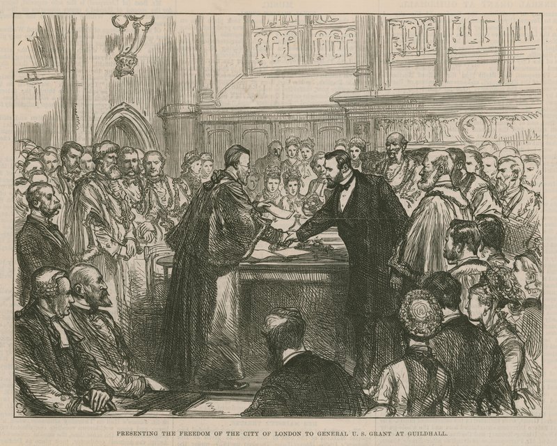 Presentazione della libertà della Città di Londra al Generale U S Grant al Guildhall da English School