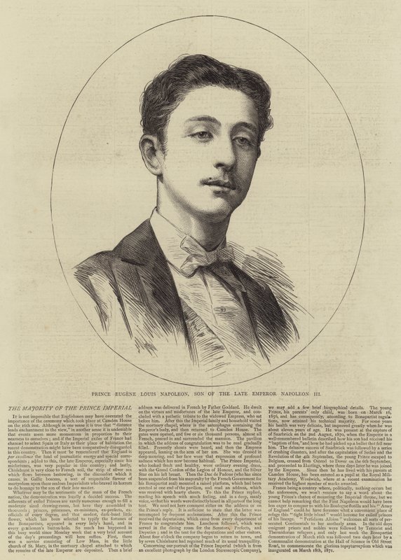 Principe Eugenio Luigi Napoleone, figlio del defunto imperatore Napoleone III (incisione) da English School