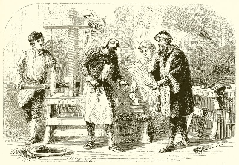 Stampa del primo foglio della Bibbia da English School