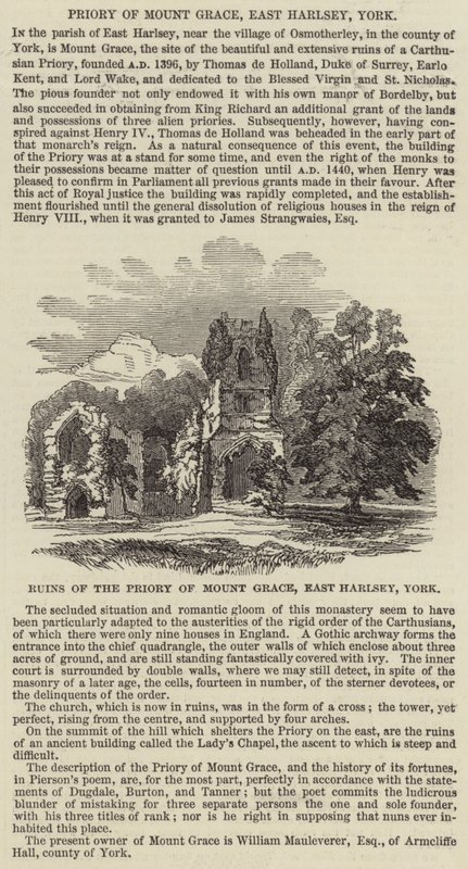 Priorato di Mount Grace, East Harlsey, York (incisione) da English School