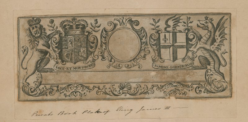 Ex libris privato di Re Giacomo II da English School