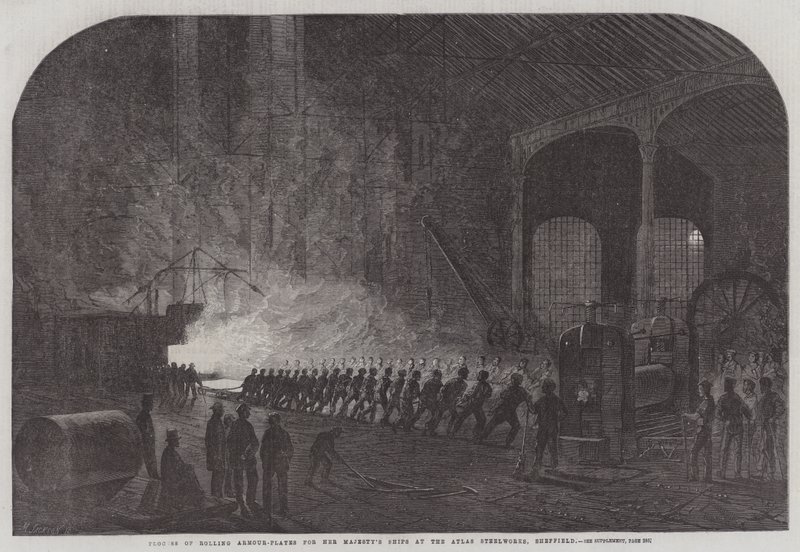 Processo di Laminazione delle Piastre Corazzate per le Navi di Sua Maestà agli Atlas Steelworks, Sheffield da English School