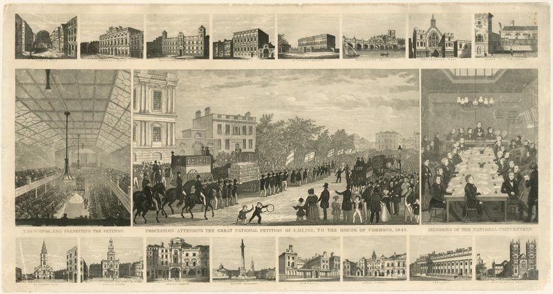 Processione che accompagna la Grande Petizione Nazionale di 3.317.702, alla Camera dei Comuni, 1842 da English School