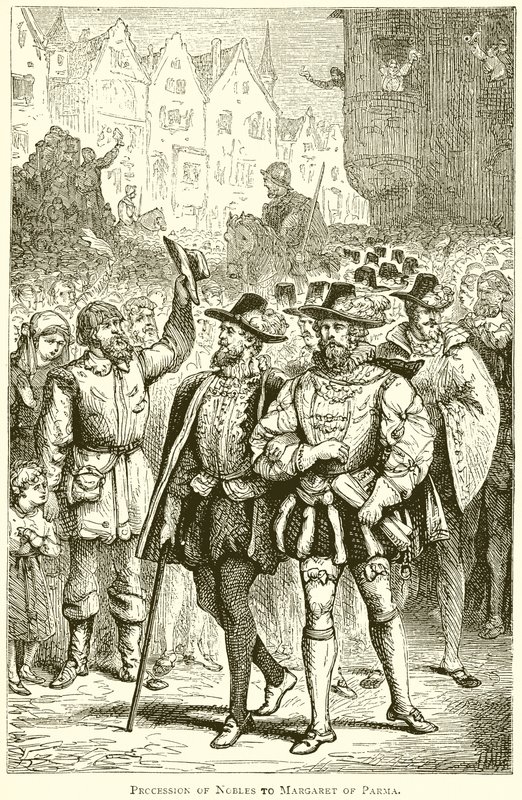 Processione di nobili verso Margherita di Parma da English School