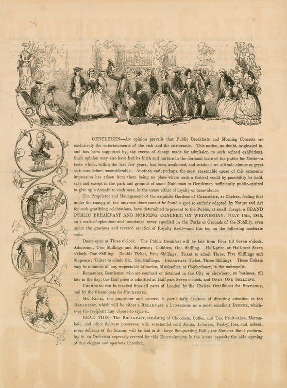 Volantino promozionale per una Colazione Pubblica e Concerto Mattutino del 15 luglio 1846 da English School