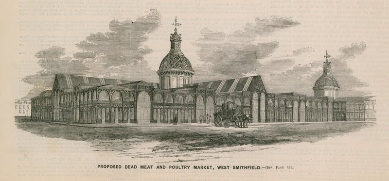 Proposto mercato della carne e del pollame morto, West Smithfield da English School