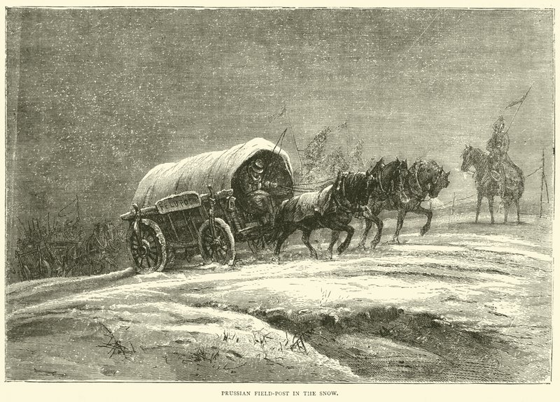 Posta da campo prussiana nella neve, ottobre 1870 da English School