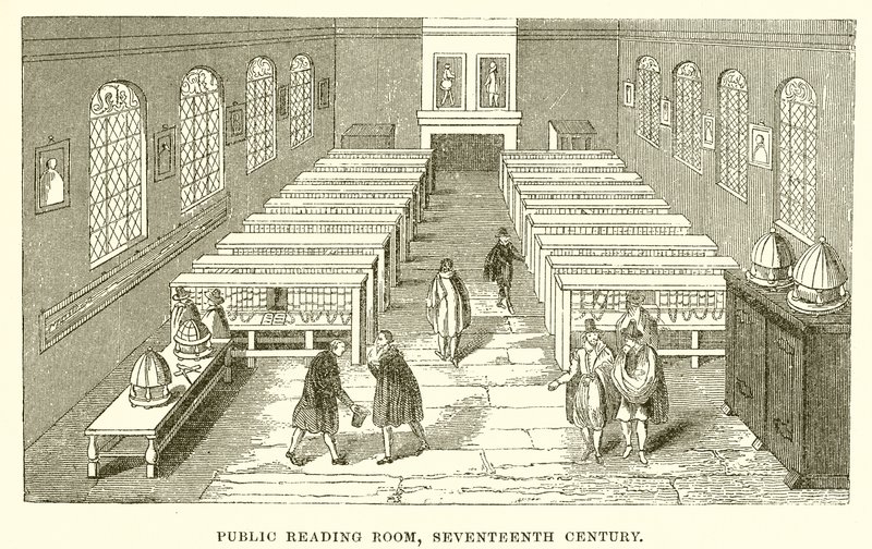 Sala di lettura pubblica, XVII secolo da English School