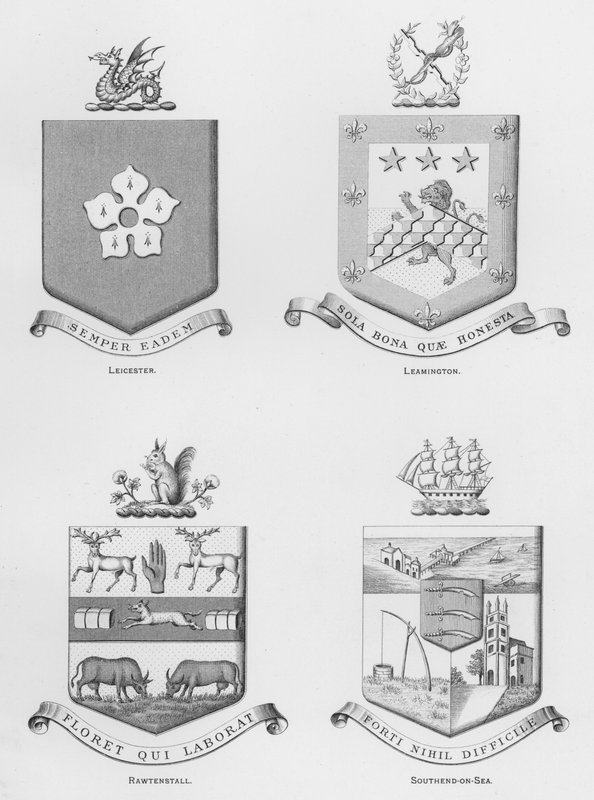 Stemma pubblico: Leicester; Leamington; Rawtenstall; Southend-on-Sea da English School