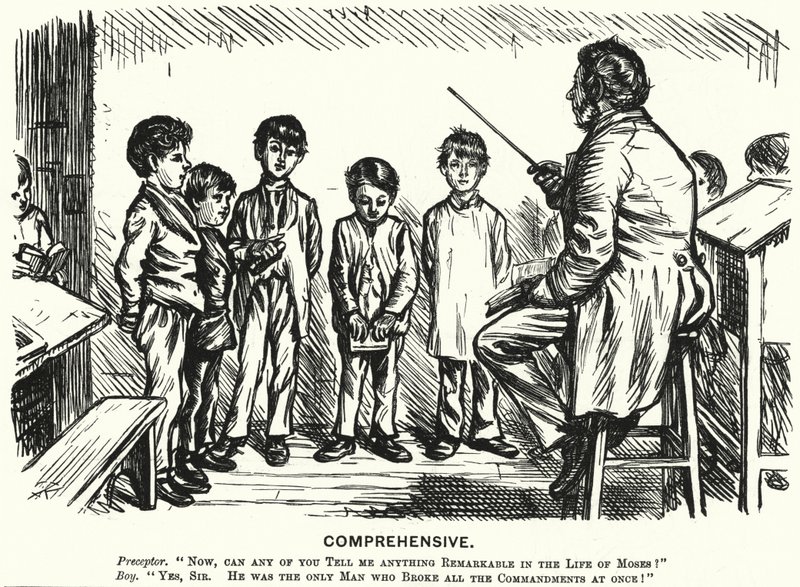 Cartone animato di Punch: Completo - lezione di educazione religiosa da English School