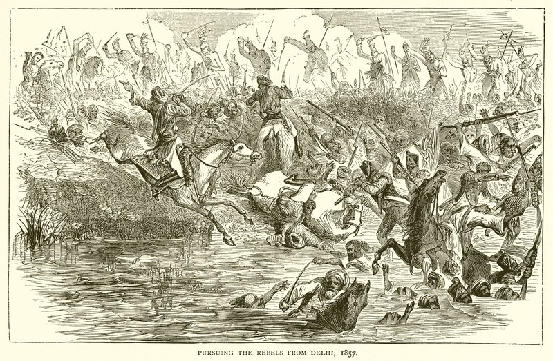Inseguimento dei ribelli da Delhi, 1857 da English School