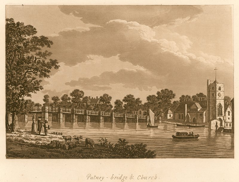 Ponte e Chiesa di Putney, Londra da English School