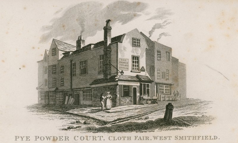 Pye Powder Court, Cloth Fair, West Smithfield, tenuto al Segno della Mano e delle Forbici, pub da English School
