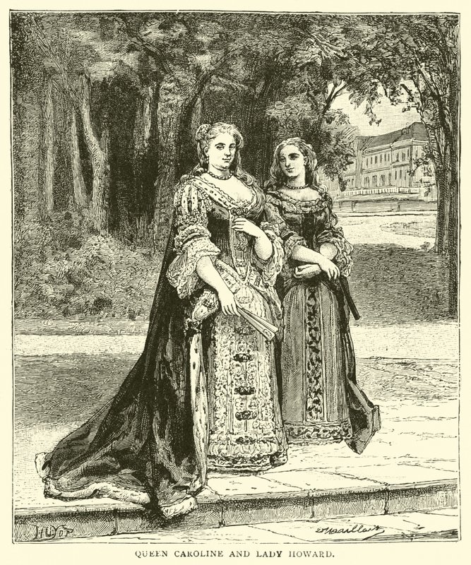 La regina Carolina e Lady Howard da English School