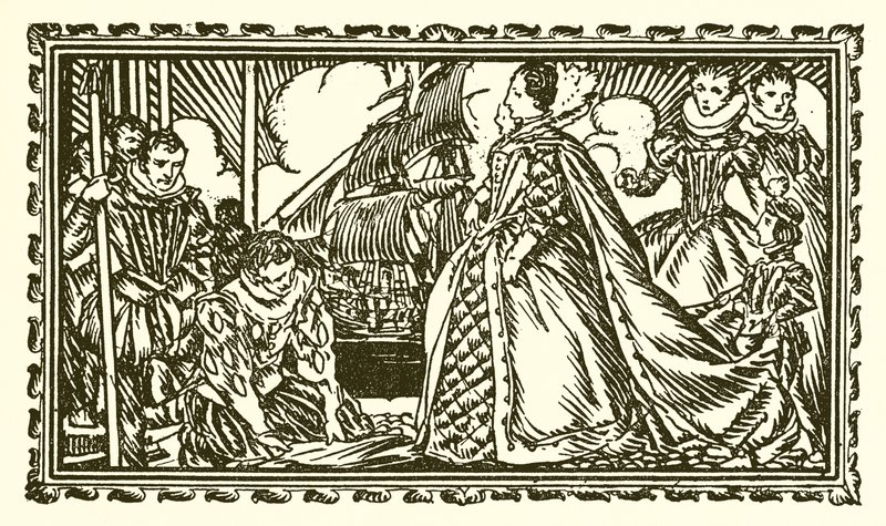 Regina Elisabetta I e Sir Walter Raleigh da English School