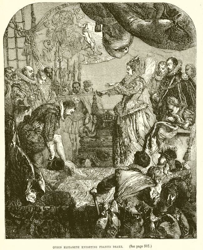 La regina Elisabetta nomina cavaliere Francis Drake da English School