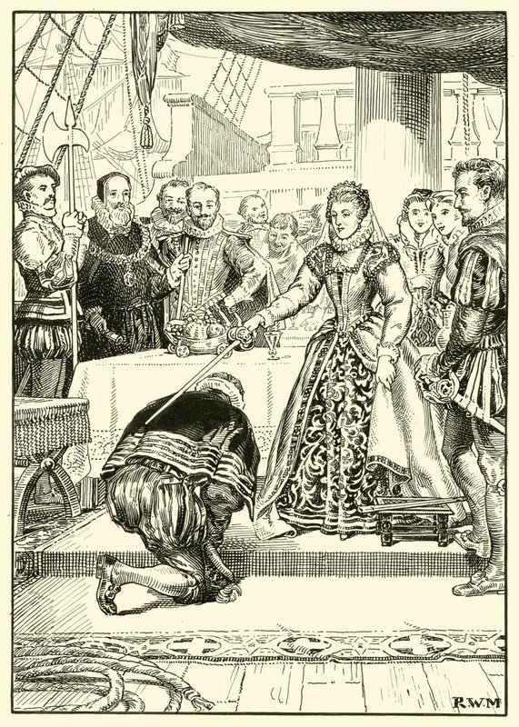 La Regina Elisabetta a Bordo del Golden Hind da English School