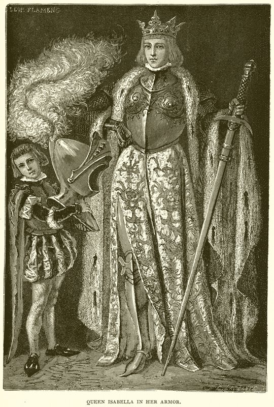 La regina Isabella nella sua armatura da English School