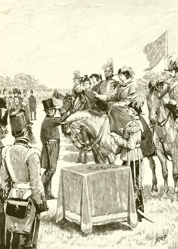 Regina Vittoria presiede alla prima distribuzione della Croce di Vittoria da English School
