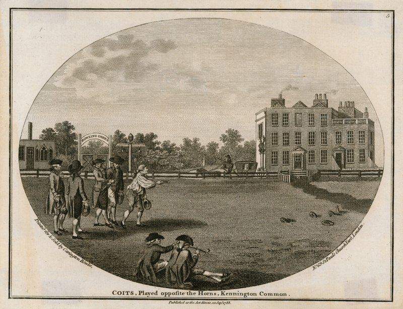 Quoits nel 1788, giocato di fronte agli Horns, Kennington Common da English School