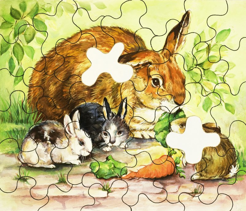 Puzzle della famiglia di conigli da English School