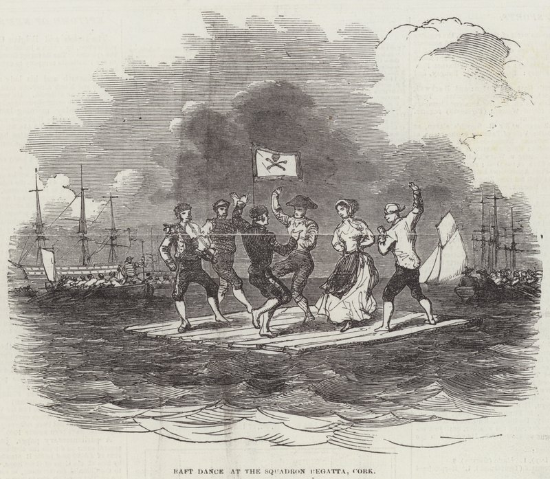 Danza della zattera alla regata dello squadrone, Cork (incisione) da English School