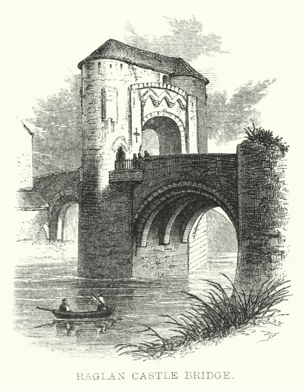 Ponte del Castello di Raglan (incisione) da English School