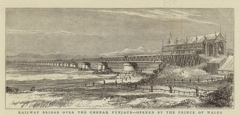 Ponte Ferroviario sul Chenab, Punjab, inaugurato dal Principe di Galles da English School