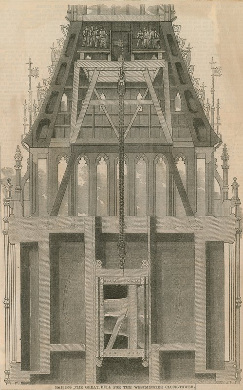 Sollevamento della grande campana per la Torre dell