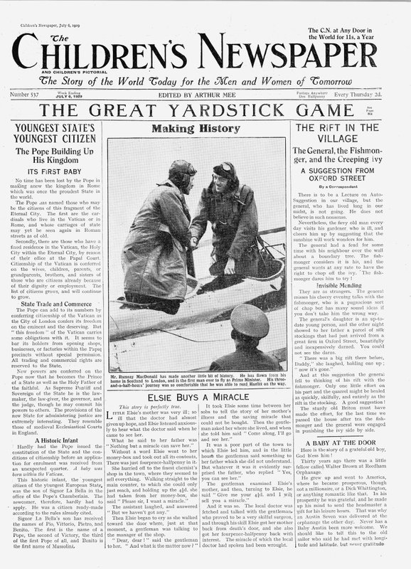 Ramsay MacDonald, il primo uomo a volare come Primo Ministro, prima pagina di 