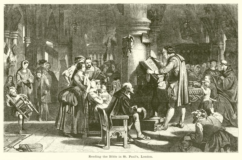 Lettura della Bibbia a St Pauls, Londra da English School
