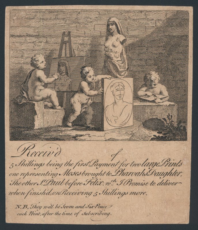 Ricevuta per stampe di Mosè e San Felice da English School