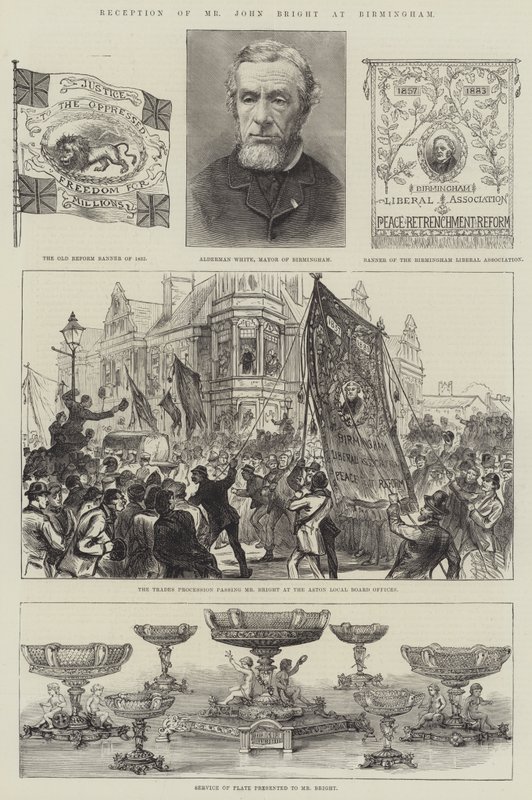 Accoglienza di Mr John Bright a Birmingham da English School