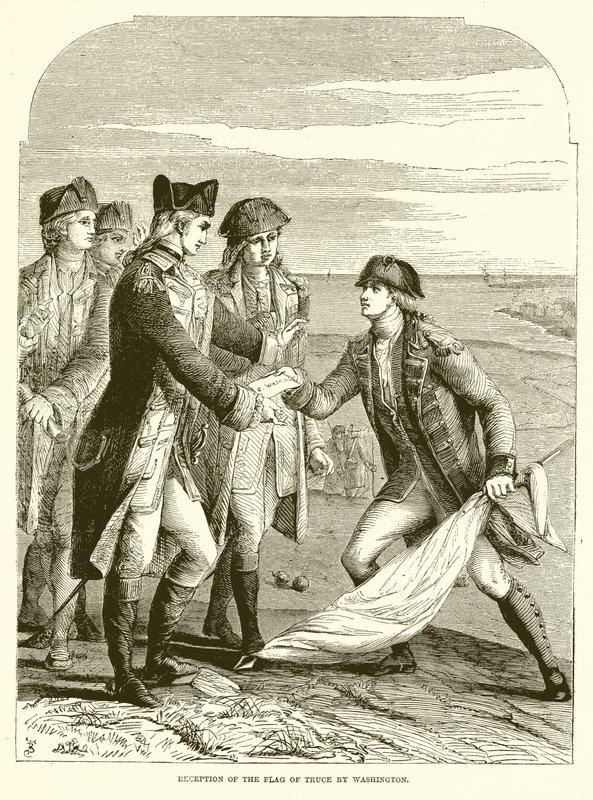 Ricevimento della bandiera di tregua da parte di Washington da English School