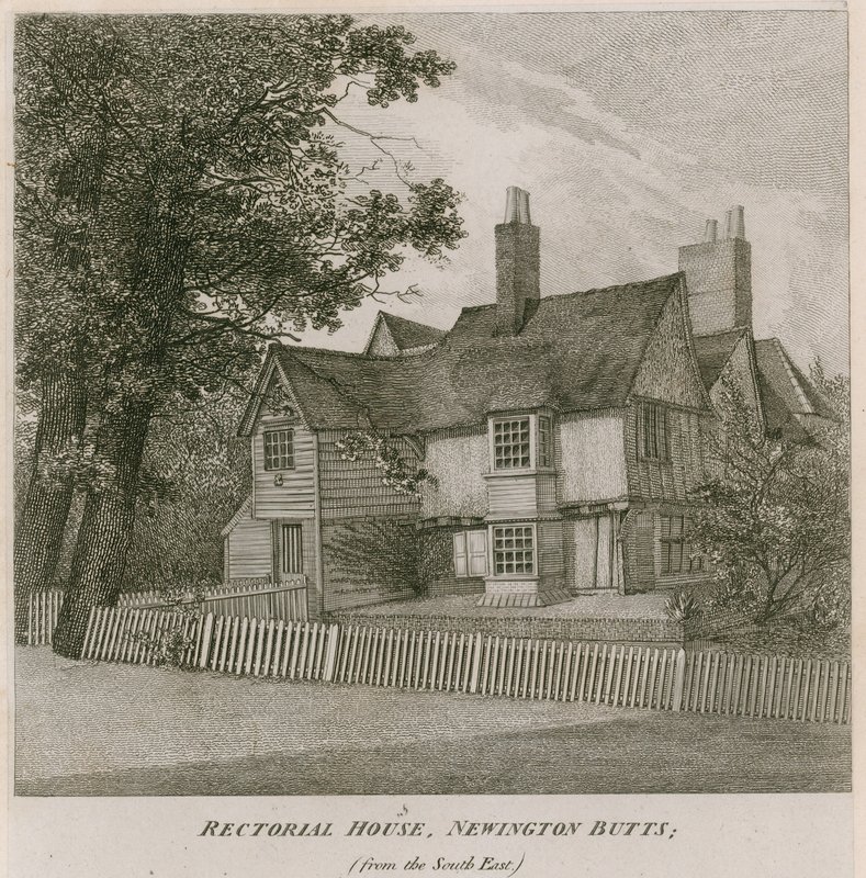 Casa Rettorale a Newington Butts, Southwark, Londra, vista da sud-est da English School
