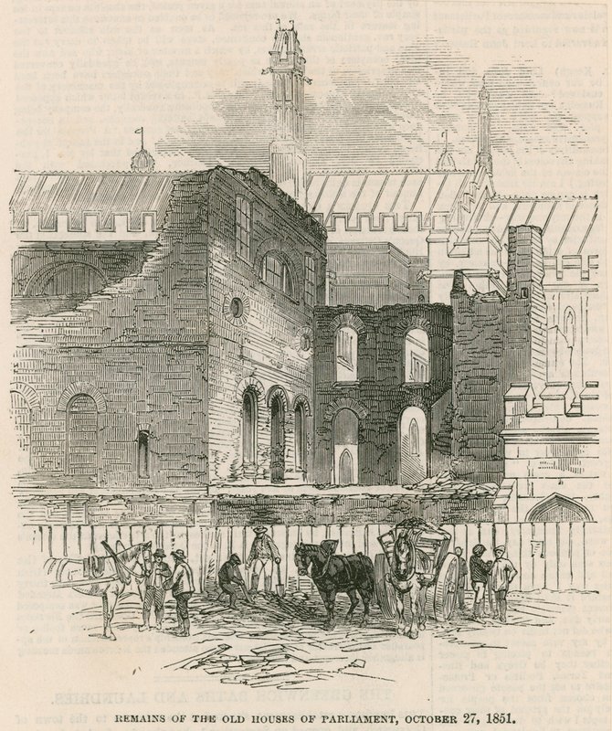 Resti delle vecchie Case del Parlamento, 27 ottobre 1851 da English School
