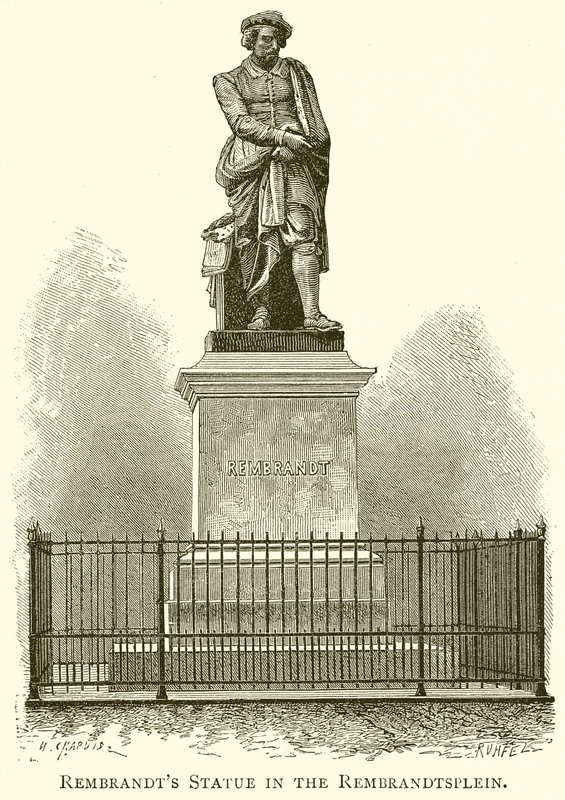 Statua di Rembrandt nel Rembrandtsplein da English School