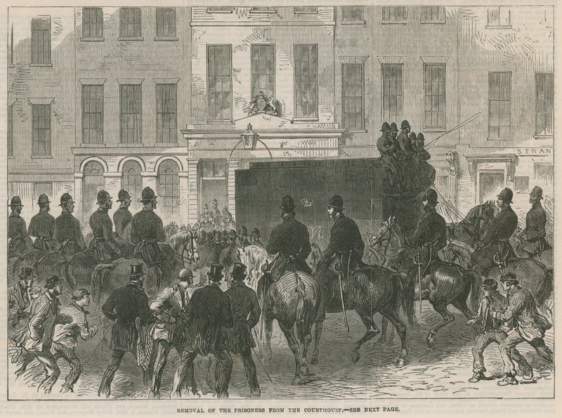 Rimozione dei prigionieri feniani dal tribunale di Bow Street da English School