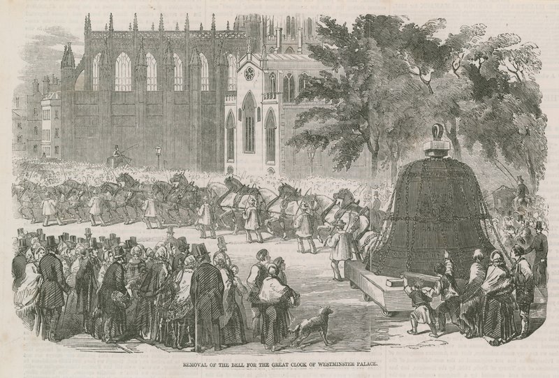 Rimozione della campana per il Grande Orologio del Palazzo di Westminster da English School