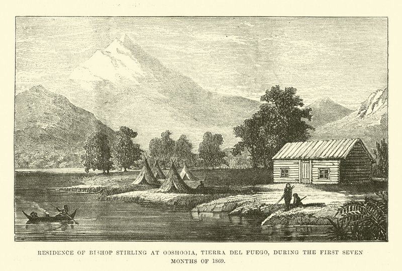 Residenza del vescovo Stirling a Ooshooia, Terra del Fuoco, durante i primi sette mesi del 1869 da English School