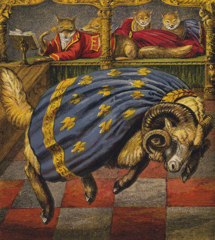 Reynard la volpe (litografia a colori) da English School