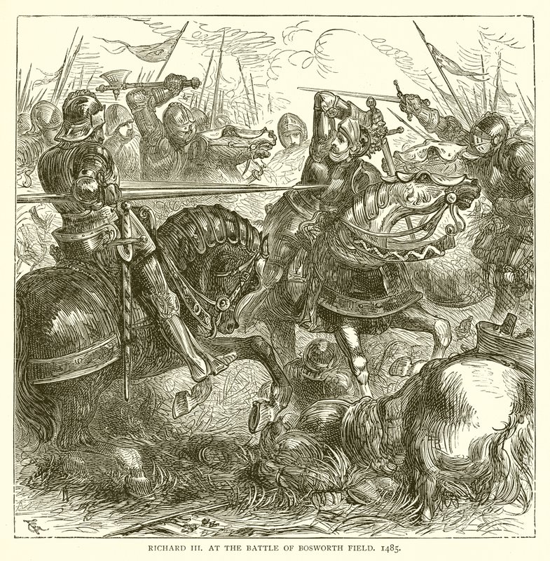 Riccardo III alla battaglia di Bosworth Field, 1485 da English School