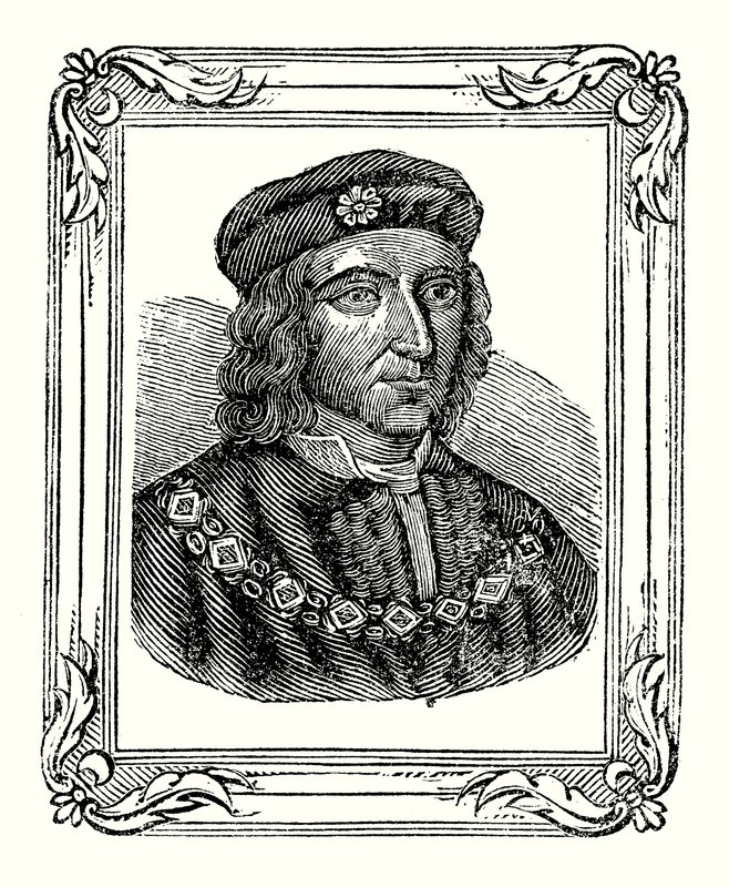 Riccardo III nato nel 1450, incoronato nel 1483, ucciso nel 1485 da English School